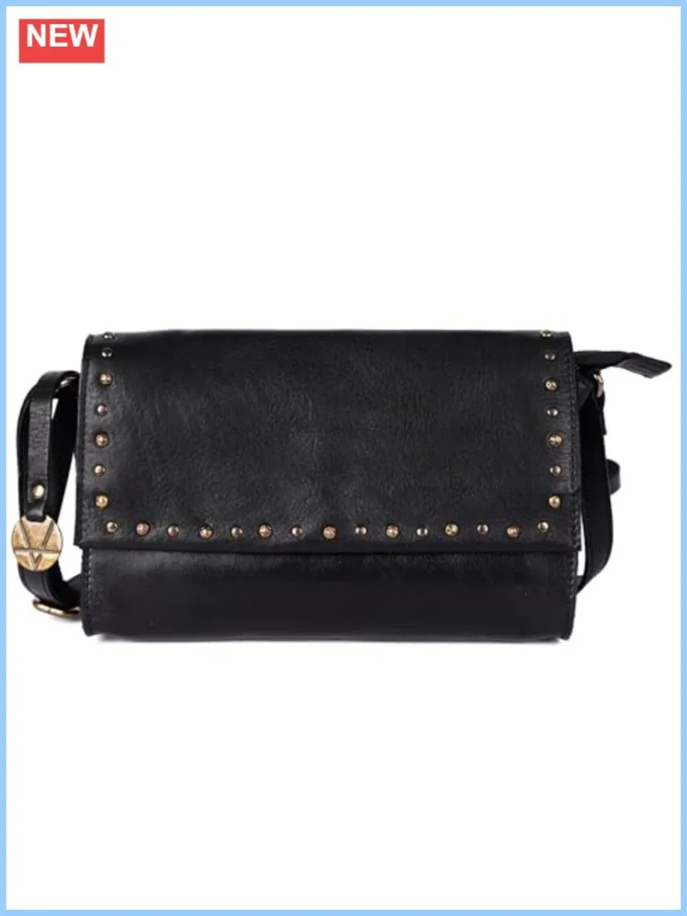 Genuine Italian Leather Boho Studded Crossbody Bag - Women's